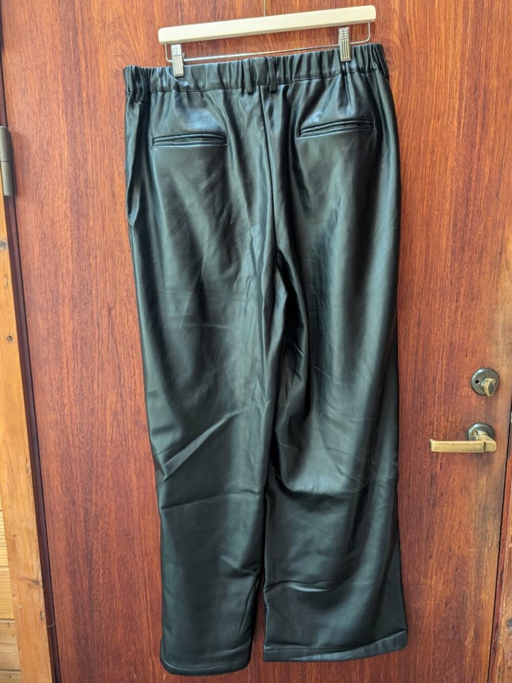 Dressed in Lala Told My Mom About You Vegan Leather Wide Leg Trousers Black XL - Picture 5 of 6